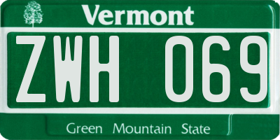 VT license plate ZWH069