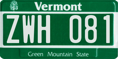 VT license plate ZWH081