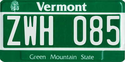 VT license plate ZWH085