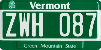 VT license plate ZWH087