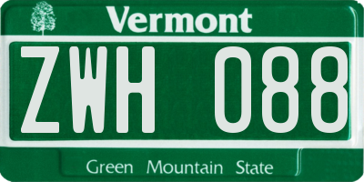 VT license plate ZWH088