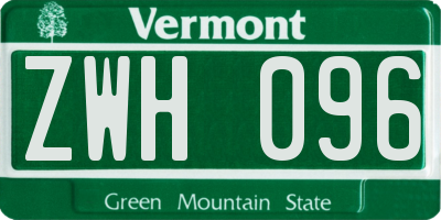 VT license plate ZWH096
