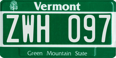 VT license plate ZWH097