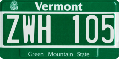 VT license plate ZWH105