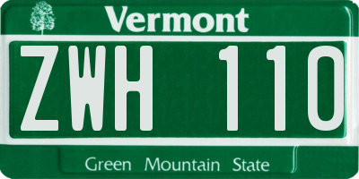 VT license plate ZWH110