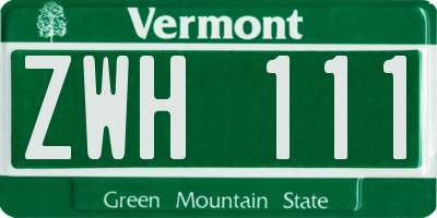 VT license plate ZWH111