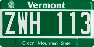 VT license plate ZWH113