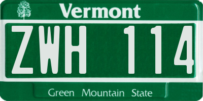 VT license plate ZWH114