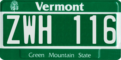 VT license plate ZWH116