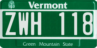 VT license plate ZWH118