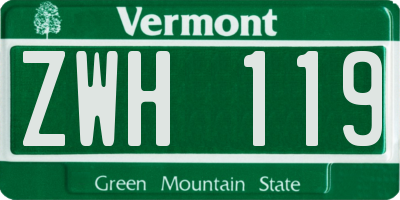 VT license plate ZWH119