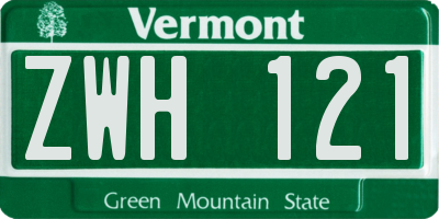 VT license plate ZWH121
