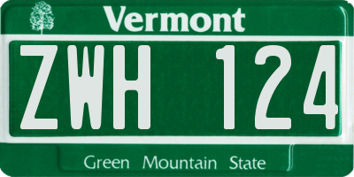 VT license plate ZWH124
