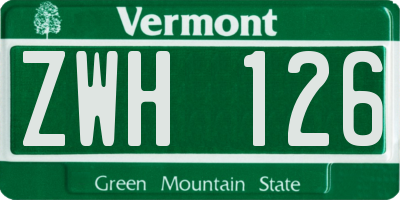 VT license plate ZWH126