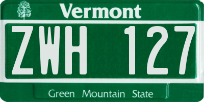VT license plate ZWH127