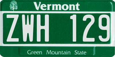 VT license plate ZWH129