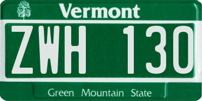 VT license plate ZWH130