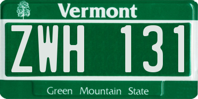 VT license plate ZWH131