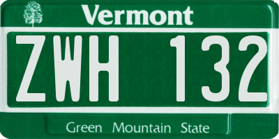 VT license plate ZWH132