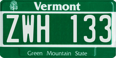 VT license plate ZWH133