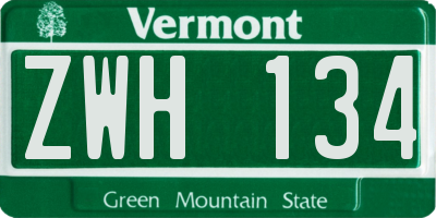 VT license plate ZWH134