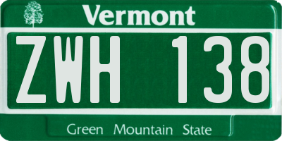 VT license plate ZWH138