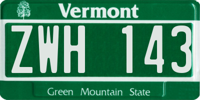 VT license plate ZWH143