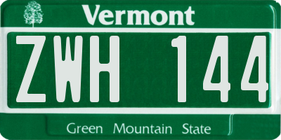 VT license plate ZWH144