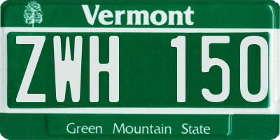 VT license plate ZWH150