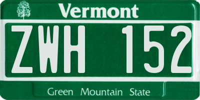 VT license plate ZWH152