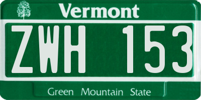 VT license plate ZWH153