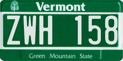 VT license plate ZWH158