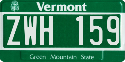VT license plate ZWH159