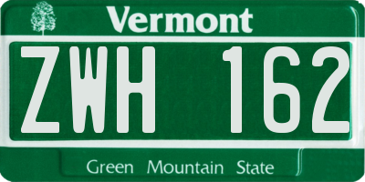VT license plate ZWH162