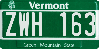 VT license plate ZWH163