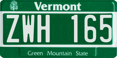 VT license plate ZWH165