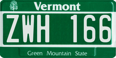 VT license plate ZWH166