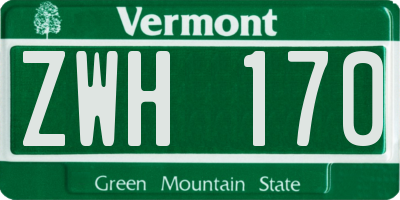 VT license plate ZWH170