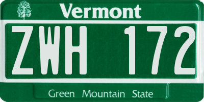 VT license plate ZWH172