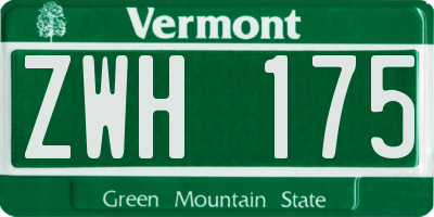 VT license plate ZWH175