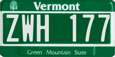 VT license plate ZWH177