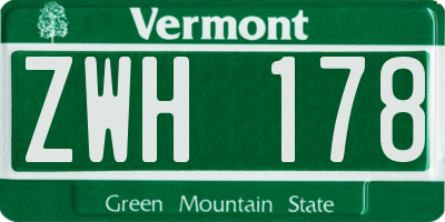 VT license plate ZWH178