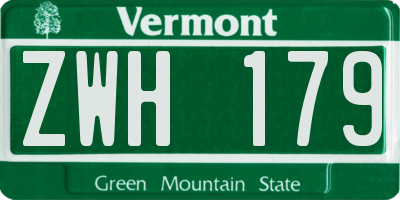 VT license plate ZWH179