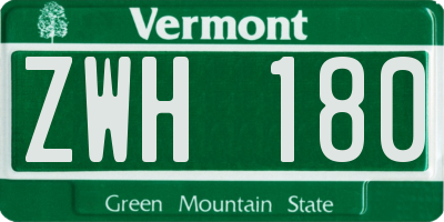 VT license plate ZWH180