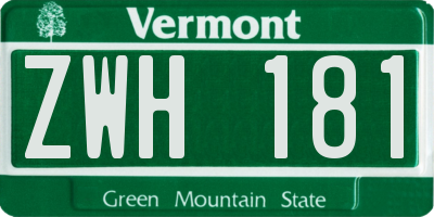 VT license plate ZWH181