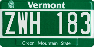 VT license plate ZWH183