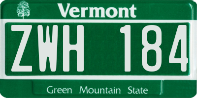 VT license plate ZWH184