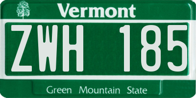 VT license plate ZWH185