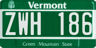 VT license plate ZWH186