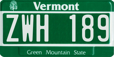 VT license plate ZWH189